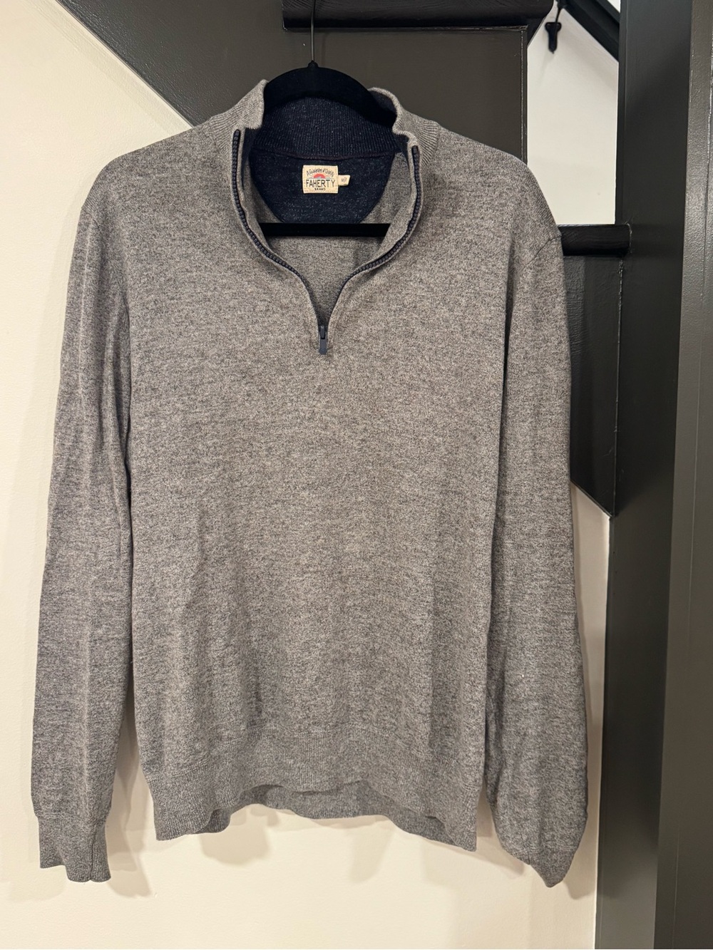 Faherty Heather Gray Half-Zip Sweater